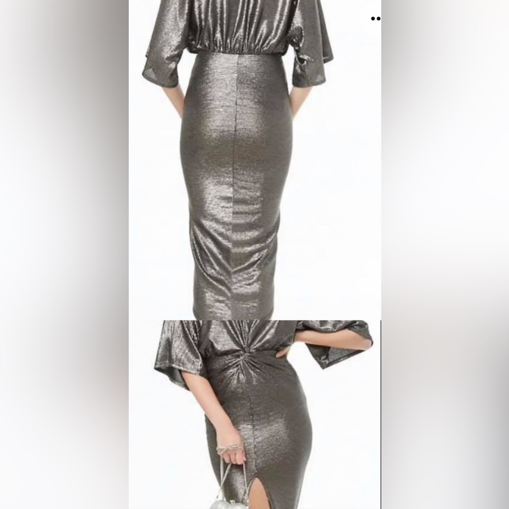 Karlie Metallic Snakeskin Print Twist Front Dress
